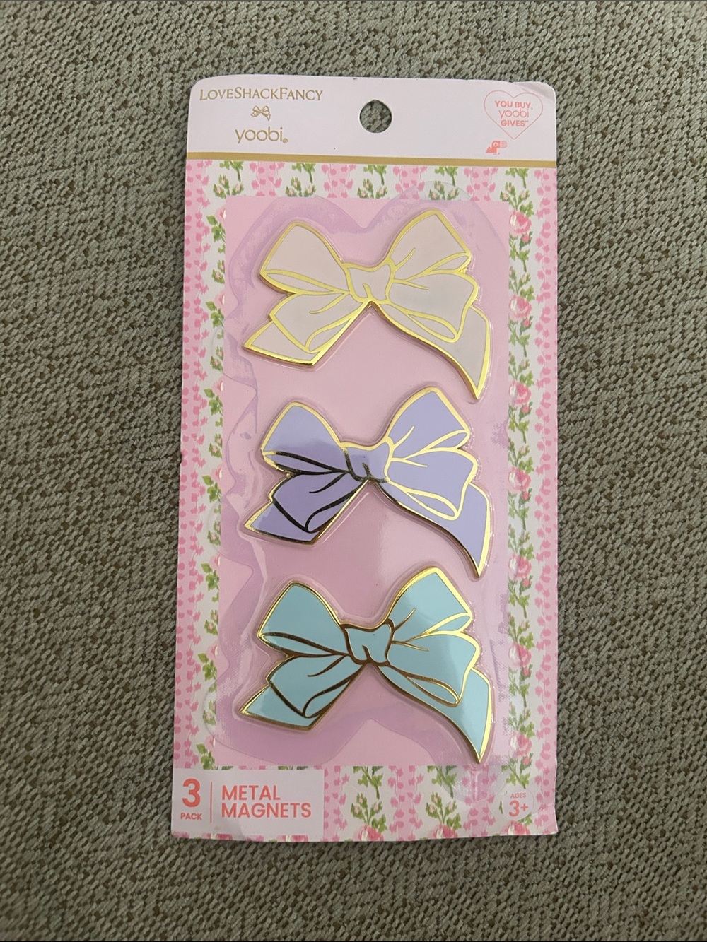 LoveshackFancy/Yoobi Kids Pastel Bow Magnetic Set - Pink, Lavender & Mint